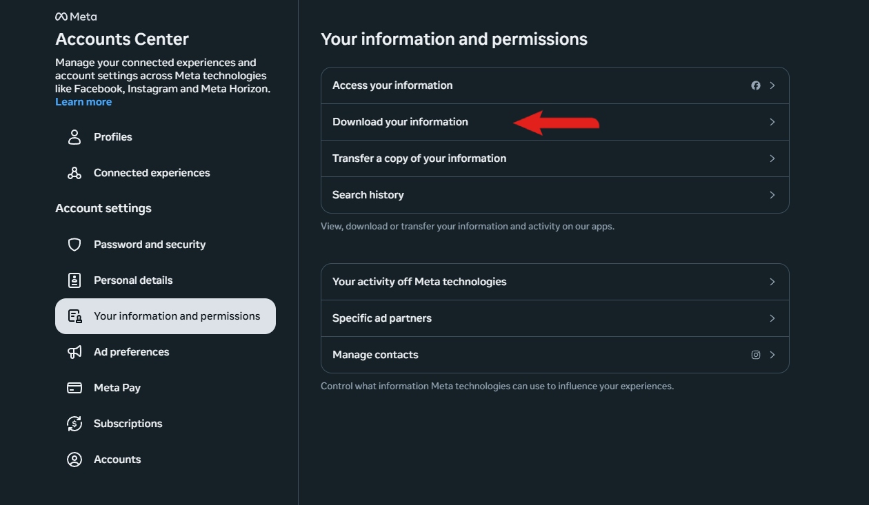 كيفية تنزيل بياناتك من فيسبوك بسهولة وأمان كيف تنزل بياناتك من فيسبوك